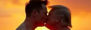 trump and elon smooch